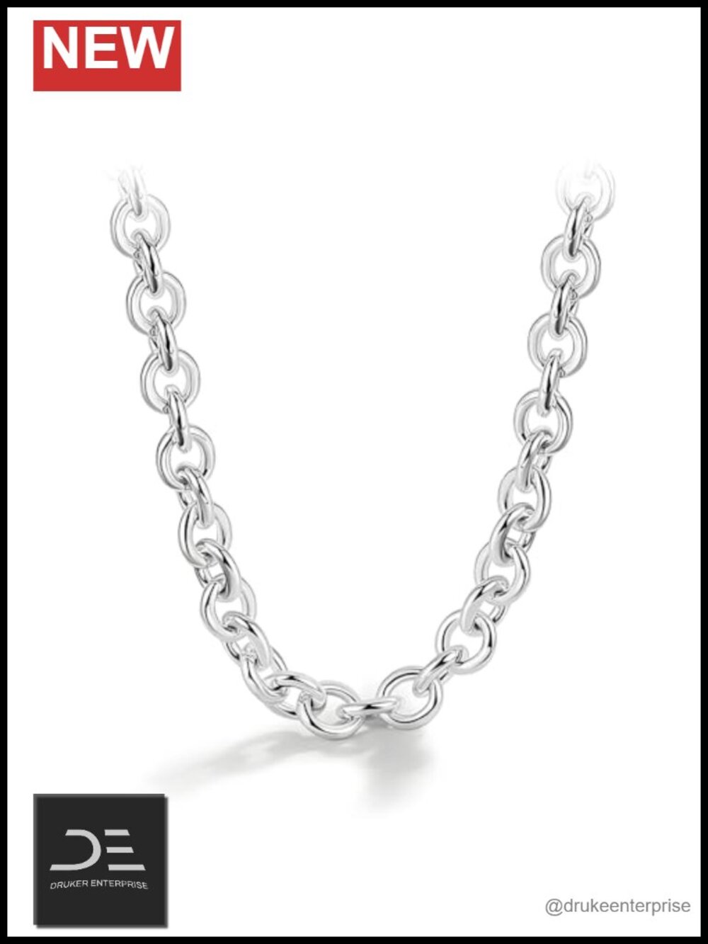 Solid 925 Sterling Silver 6mm Rolo Link Chain Necklace Lobster Clasp 26"
